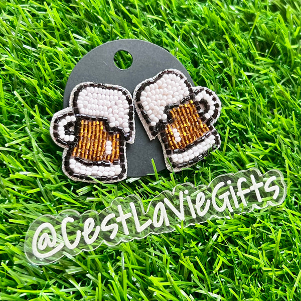 Beaded Beer Mug Earrings