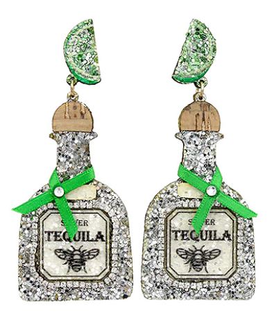 Tequila Bottle & Lime Earrings - Margaritas - Cocktails