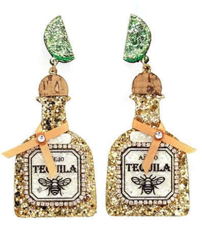 Tequila Bottle & Lime Earrings - Margaritas - Cocktails