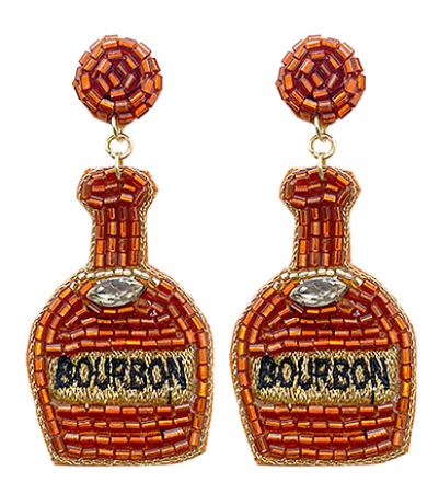 Beaded Bourbon Bottle Earrings